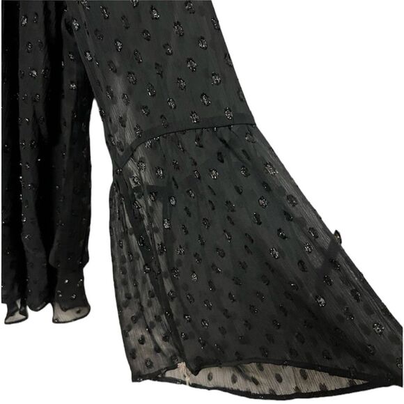 A New Day Black Sheer Illusion Babydoll Top Polka Dot SMALL Romantic Whimsygoth - Picture 4 of 5